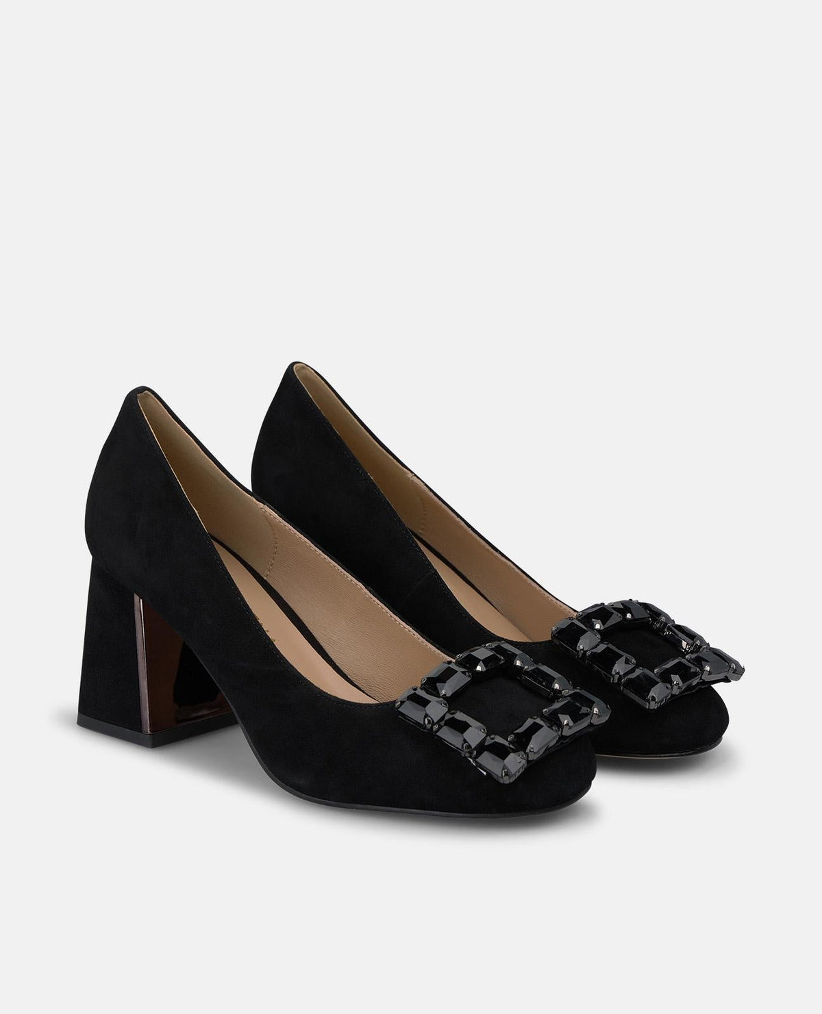 ZAPATO TACÓN DE ANTE CON ADORNO