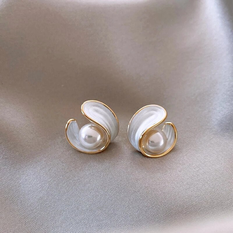 Pendientes de Ópalo Blanco de Lujo con Perlas de Oro