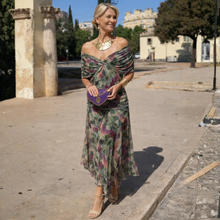 Mikaela | Vestido Maxi de Hombros Descubiertos en Verde Oliva