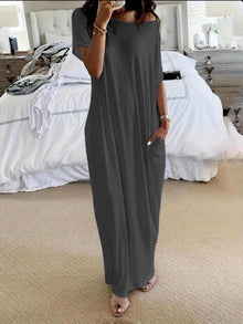 Vestido Altea™ | Caída fluida y hombro asimétrico en Gris oscuro
