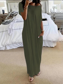 Vestido Altea™ | Caída fluida y hombro asimétrico en Verde militar