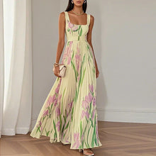 Oriah | Vestido Maxi Línea A Floral en Amarillo y Rosa
