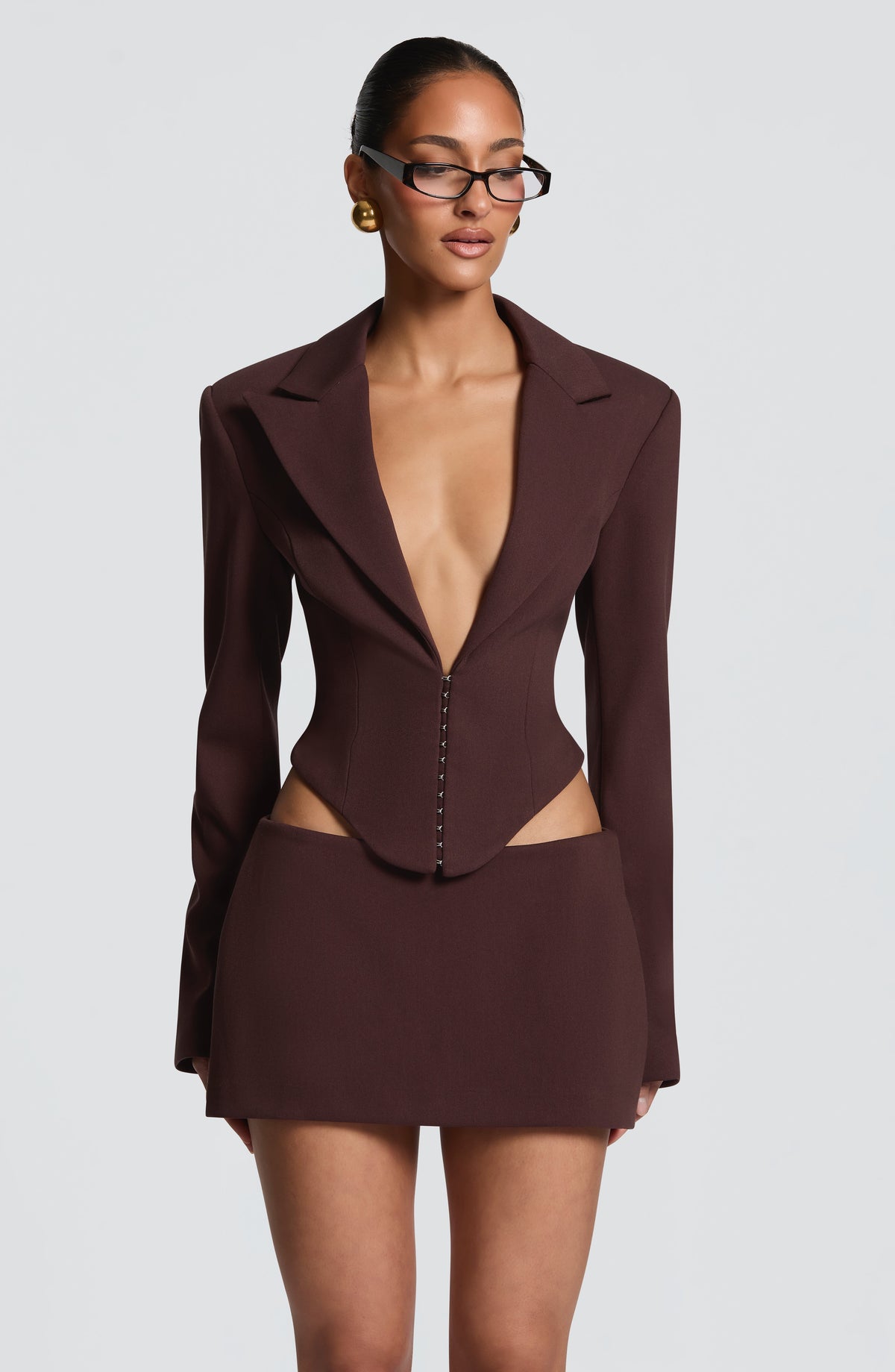 Blazer Corto Agatha - Marrón Ciruela
