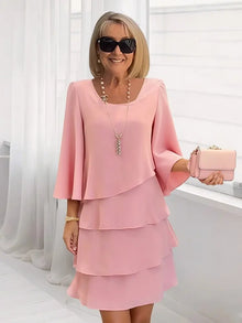 Catherine | Vestido Elegante con Volantes en Rosa