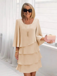 Catherine | Vestido Elegante con Volantes en Oliva
