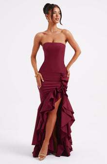 Emilia • Vestido Maxi Floral Lace Grace en Rojo