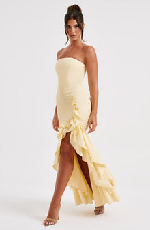 Emilia • Vestido Maxi Floral Lace Grace en Amarillo