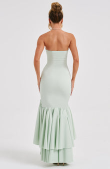 Emilia • Vestido Maxi Floral Lace Grace en Pistacho