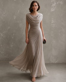 Vestido Maëlle Largo Elegante en Beige
