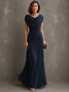 Vestido Maëlle Largo Elegante en Azul marino