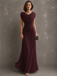 Vestido Maëlle Largo Elegante en Burdeos