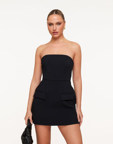 Alessia • Vestido Mini Estructurado Sin Tirantes en negro